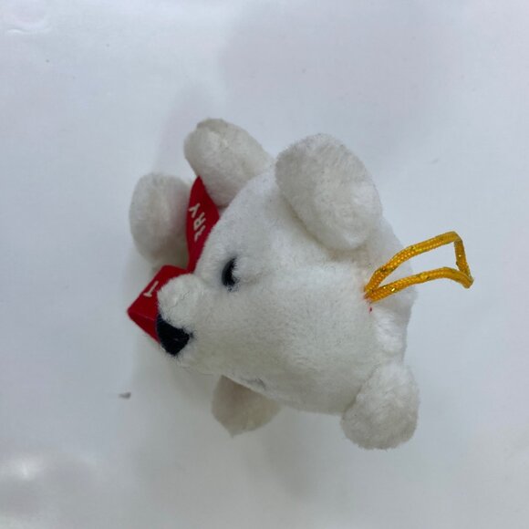 Vintage 1993 Dakin Christmas Teddy Bear Ornament White Plush Red Merry Christmas - Picture 5 of 6